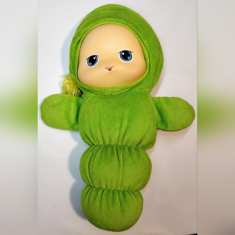 Hasbro Playskool Glo Worm Lullaby 2009 Musical 10" Green Plush Lights Up Works